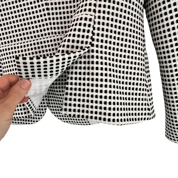 Talbots Checkered Gingham Blazer Suit Coat Jacket Mid-Weight Black White Sz L - Picture 7 of 11